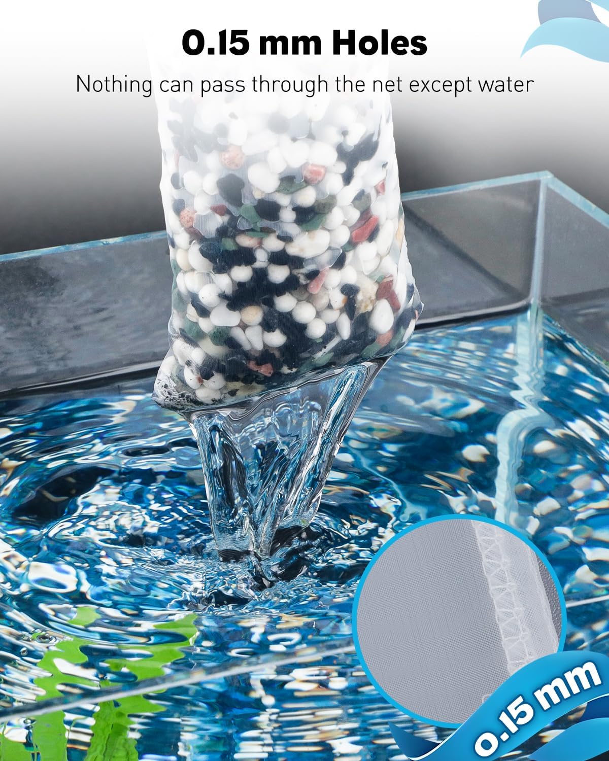 4 Pack Aquarium Filter Media Bags with Drawstring 150 Micron Aquarium Mesh Bag for Fine Resins, Activated Carbon, Bio