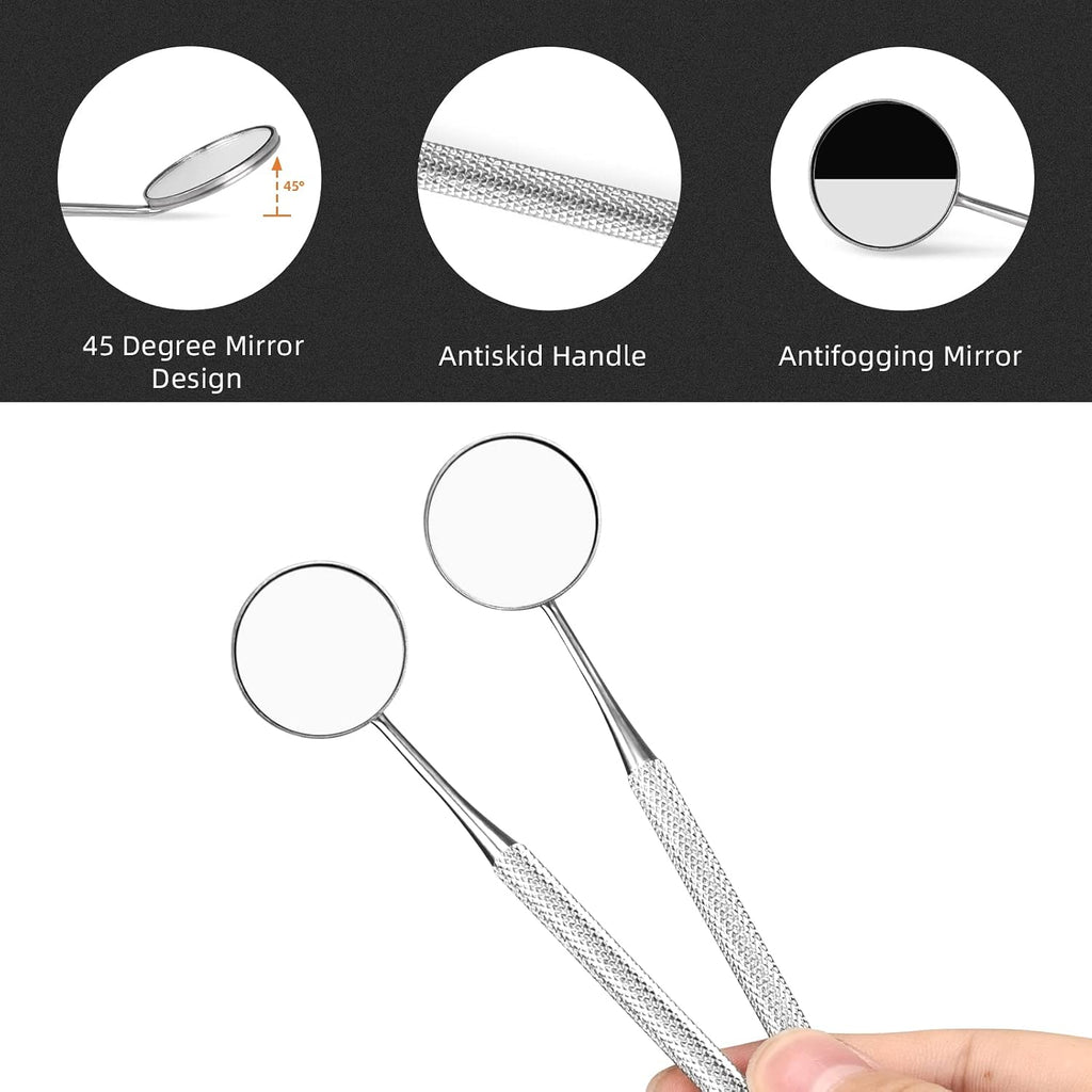 Dental Mirror Stainless Steel with Handle 6.5", Dentist Tool for Teeth Cleaning Plaque, Mouth Inspection, Lash