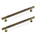 6-1/4" Knurled Solid Brass Cabinet Pulls, Antique Brass 5-Pack