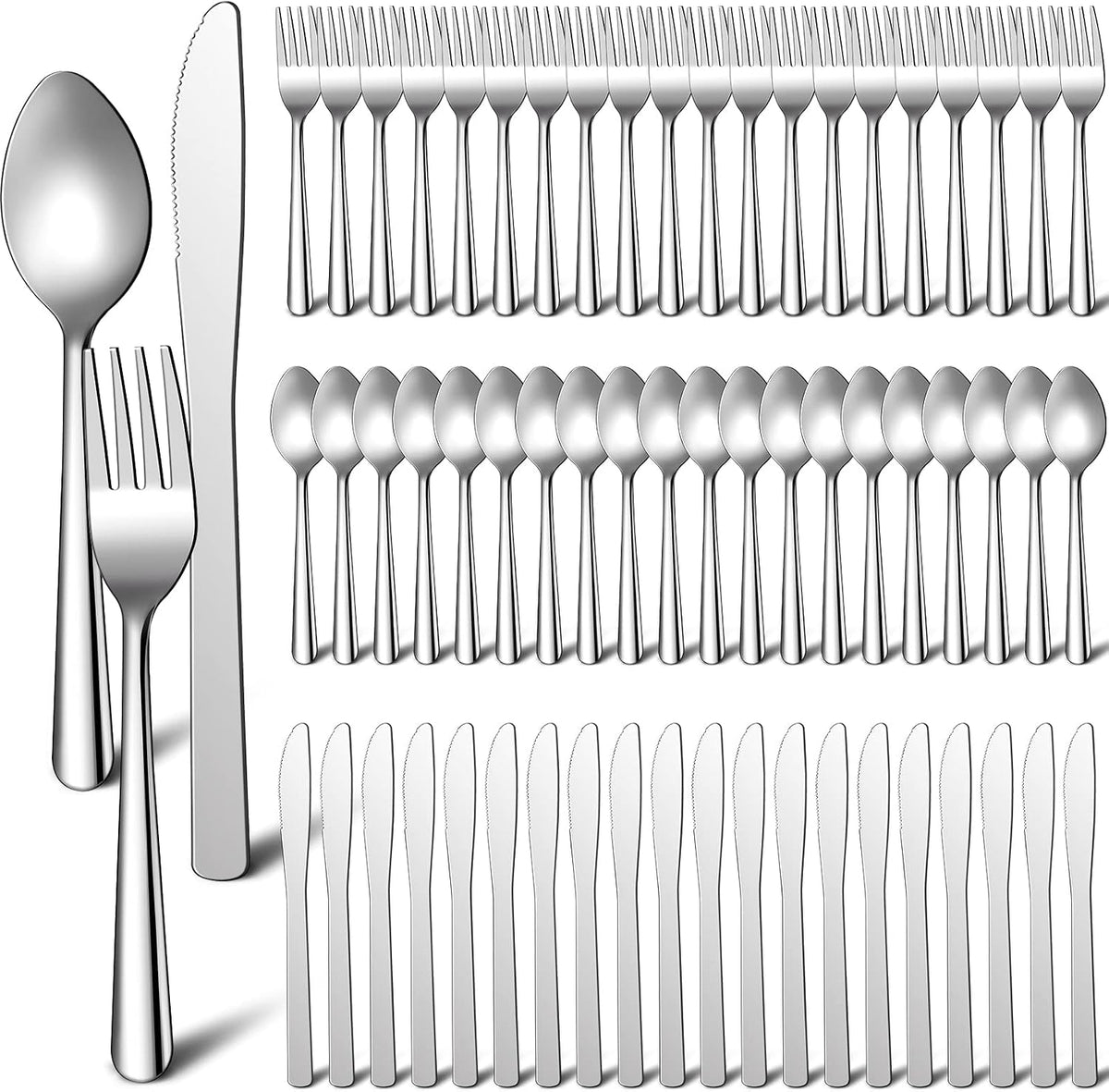 100 Pcs Silverware Set for 33 Stainless Steel Flatware Kit