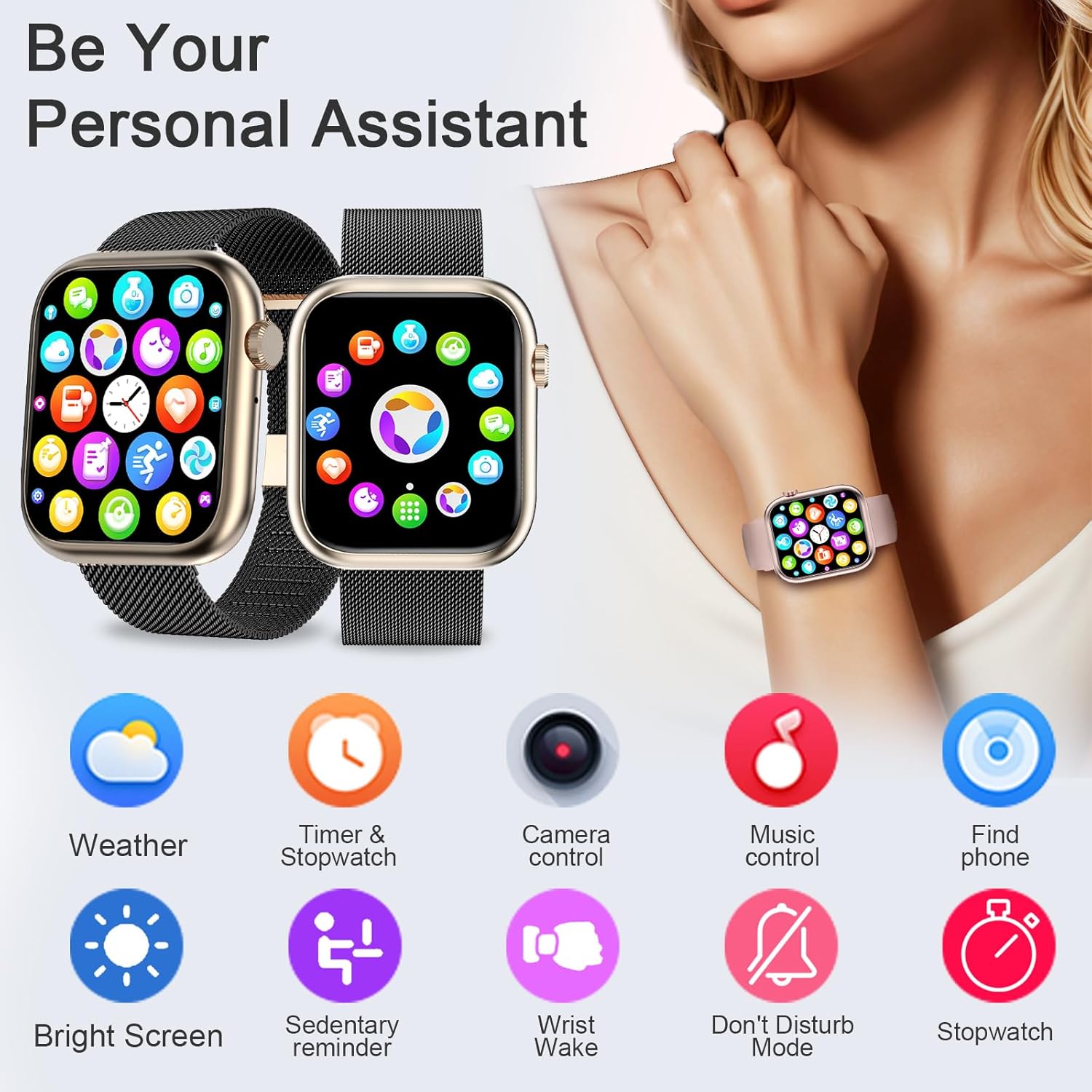 Smart Watches for Men Women(Answer/Make Calls),7 Day Battery Fitness Watch with SpO2/HR/Sleep/BP Monitor,120+ Sports
