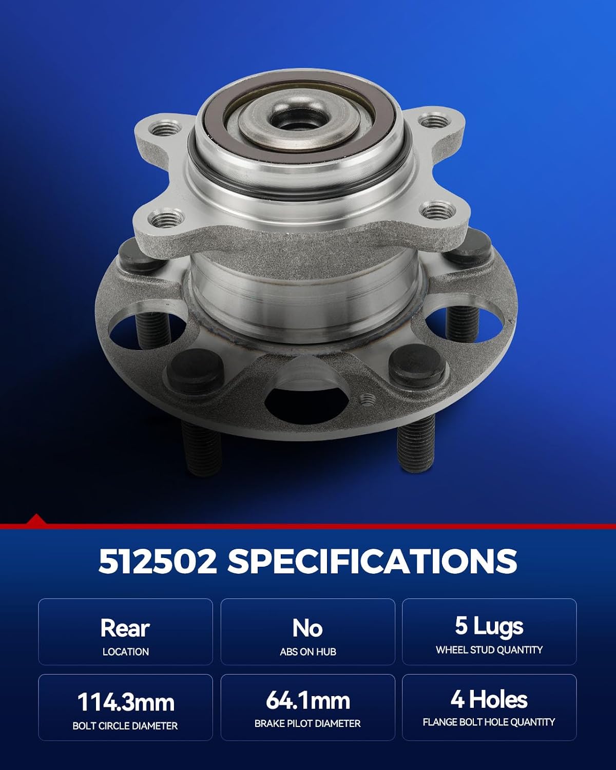 KAX 512502 Rear Wheel Bearing Hub Assembly for 2012 Honda Civic