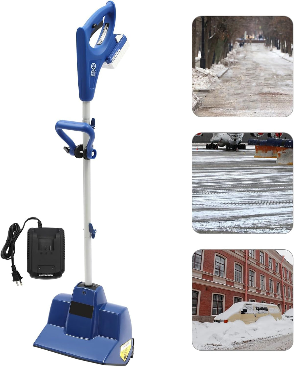 Snow Thrower, Electric Cordless Snow Shovel, DC 24V Snow Blower with Handle, Easy Snow Removal Tool for Driveways