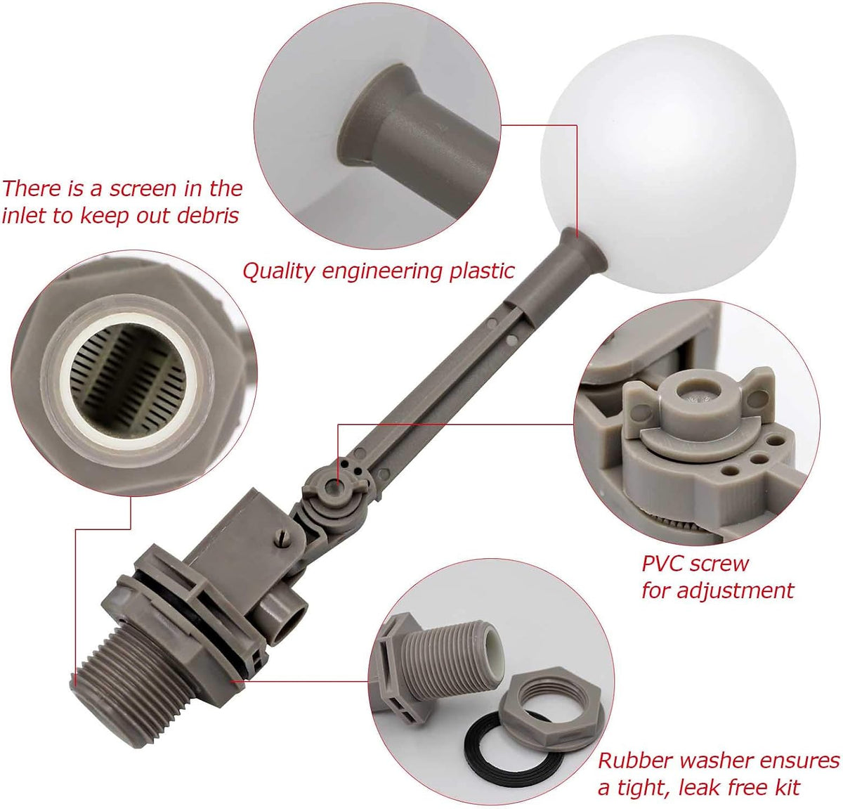 2 Pack 1 Inch Water Float Valve for Pond