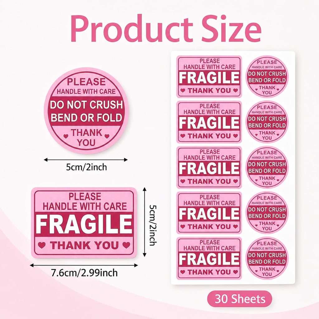 300PCS Fragile Stickers for Shipping, Handle with Care Labels for Box