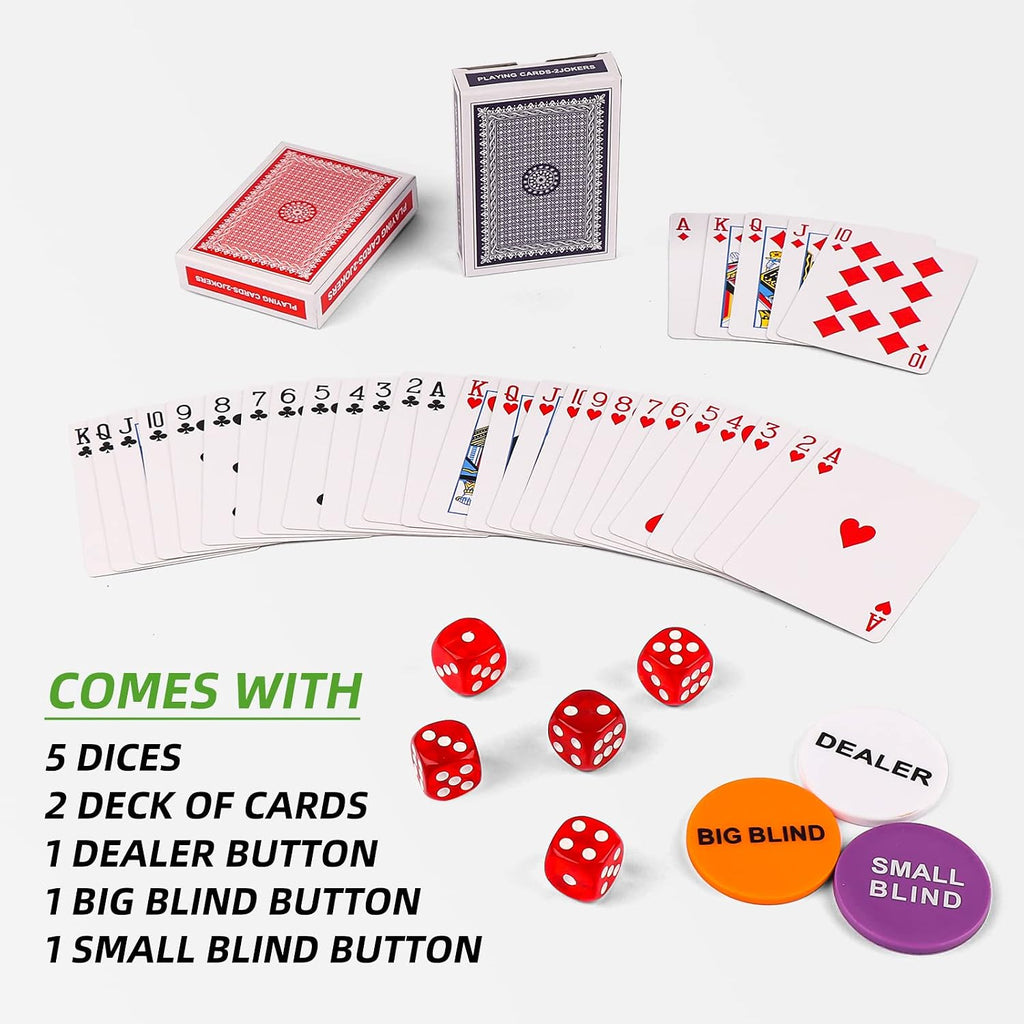 Poker Chip Set - 500PCS Poker Chips with Aluminum Case, 11.5 Gram Chips for Texas Holdem Blackjack(500pcs)