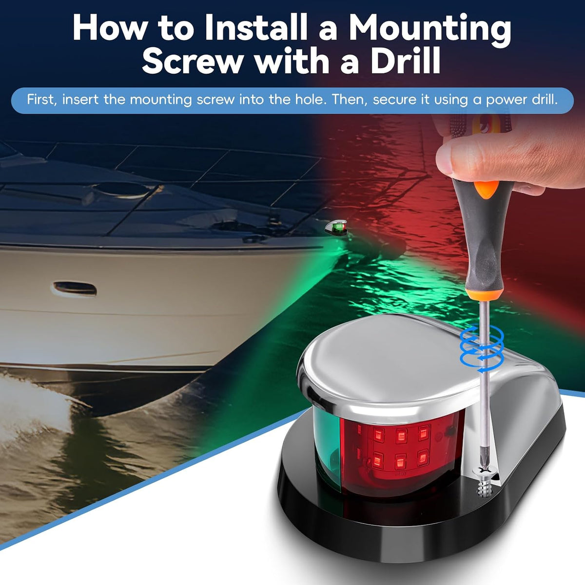 Boat Light, Lights for Boat, Navigation Lights, Red Green LED 12V 1 Pack