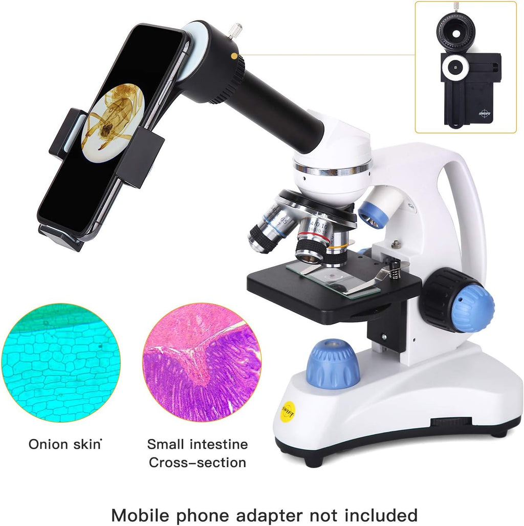 Microscope SW150,Compound Student Microscope,40X-1000X,Monocular Head,Coarse & Fine Focusing,Dual