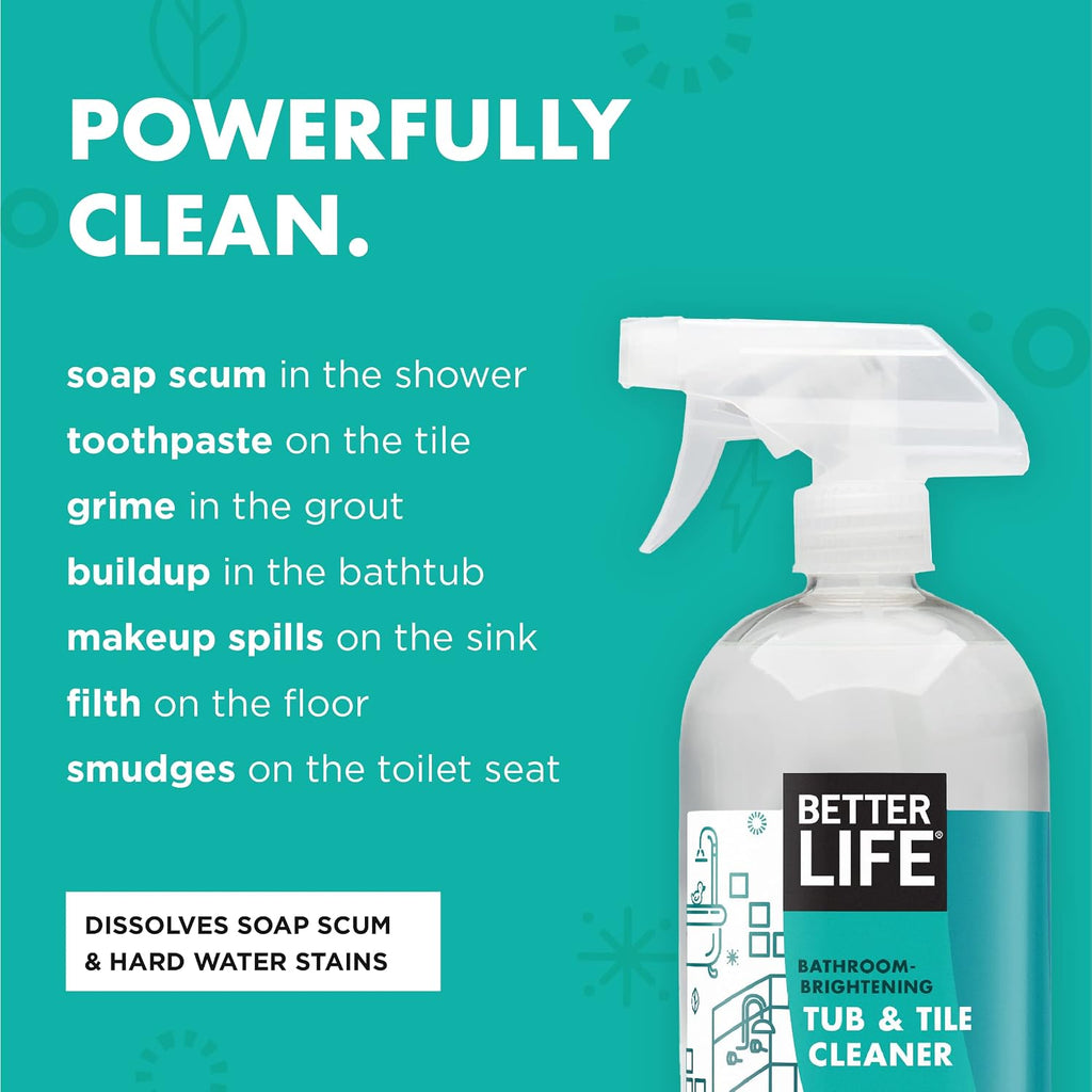 Bathroom Cleaner - Tea Tree Bathtub & Shower Cleaner Spray for Glass and Tile - Foaming Mold and Mildew Remover for