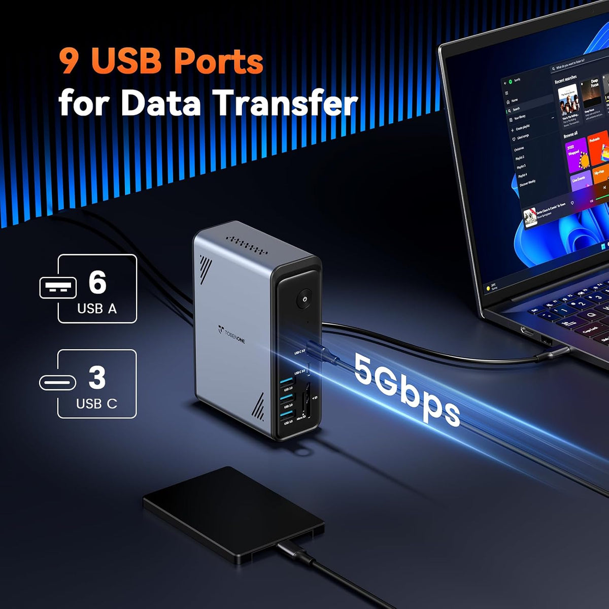 18 in 1 Laptop Docking Station 3 Monitors,Triple 4K HDMI,9 USB C/A | Docking Station with 3HDMI,Ethernet,PD 3.0,Fits