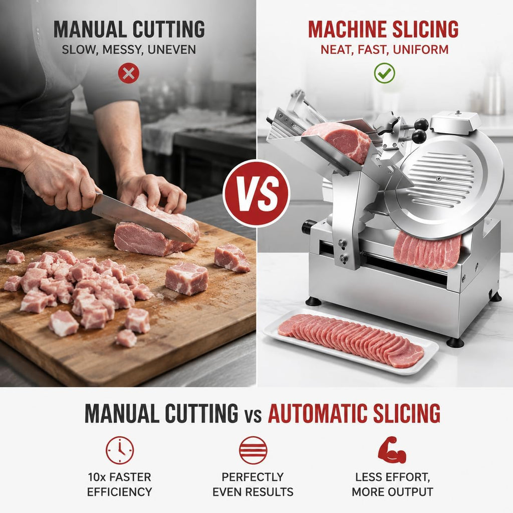 Food Slicer, 633RPM High Speed Meat Slicer with 10 Inch Sharp Blade, Versatile Deli Slicer for Meat, Cheese, Bread &