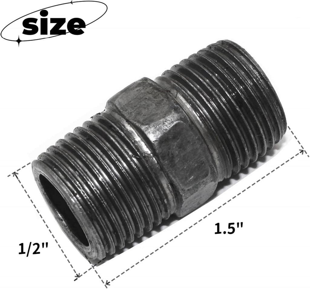 1/2"x1.5" Dark Gray Malleable Iron Threaded Pipe Nipple Fittings