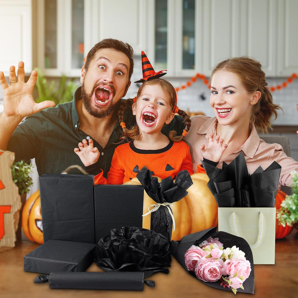 100 Sheets Black Wrapping Tissue Paper Gift Bag Decorative