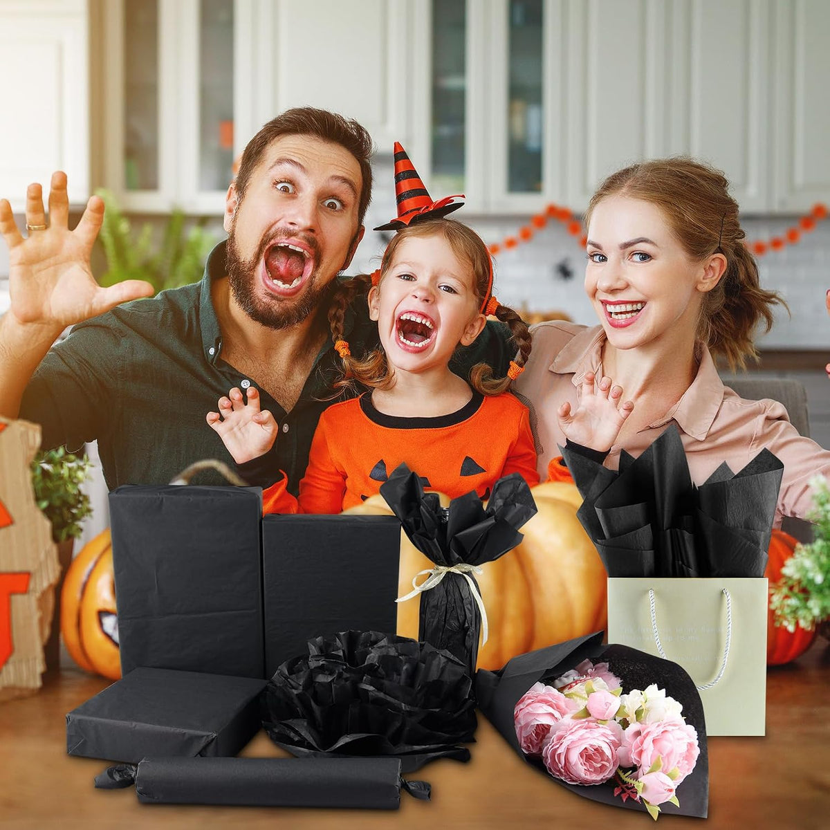 100 Sheets Black Wrapping Tissue Paper Gift Bag Decorative