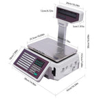 Price Computing Scale with Thermal Label Printer Up to 66lb Weighing Range Pole Display Scale for Supermarket (with