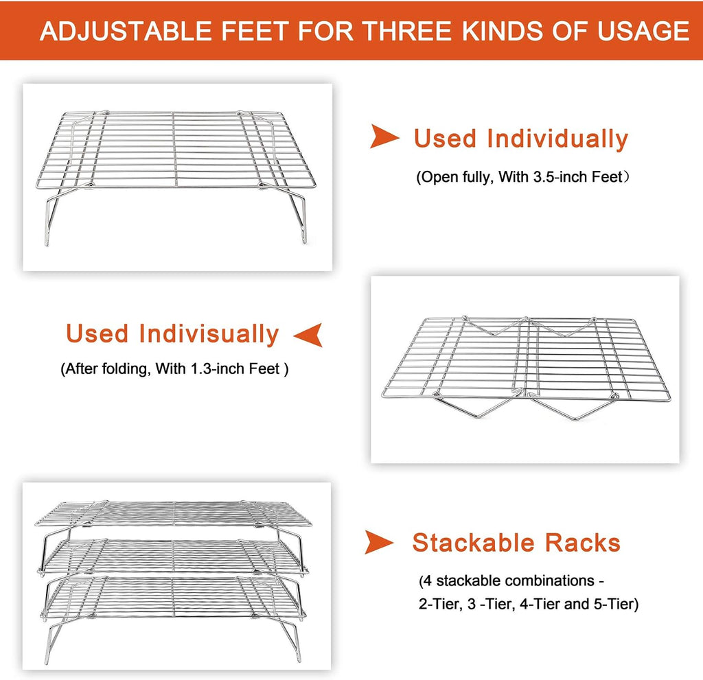 5-Tier Stainless Steel Cooling Rack, 15" x 10", Silver