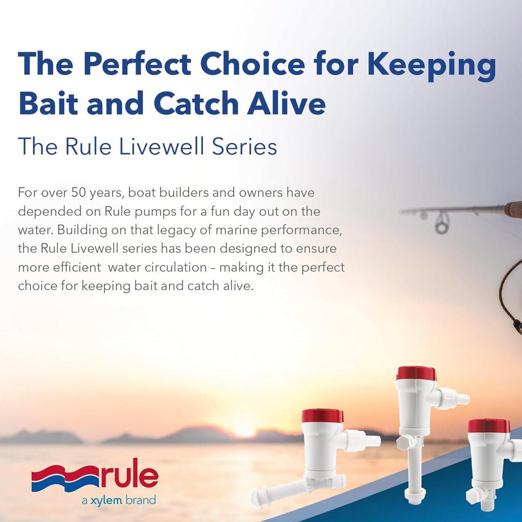 Rule 603FC Livewell Pump for Boat Series 800 GPH/Straight Seacock Flow