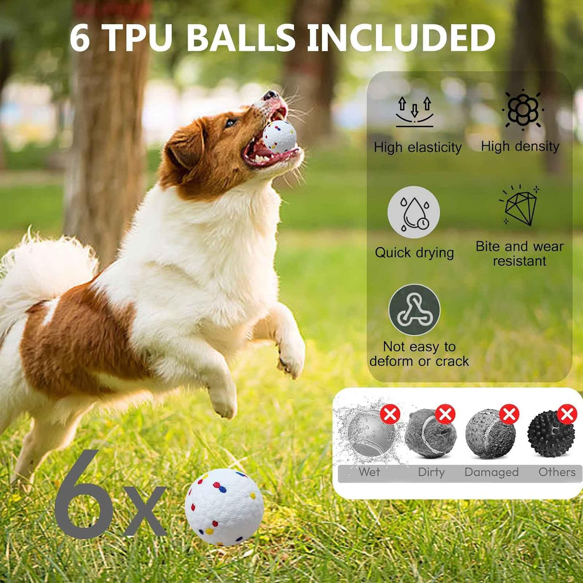 Dog Ball Thrower Launcher,Automatic Ball Launcher for Dogs with 3 Launching Distance 20-45FT,6 2.3 Inch ETPU Tennis