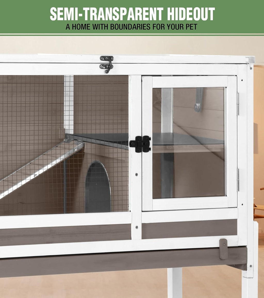 Guinea Pig Cage Indoor with Chew-Proof Edges, Clean Deep Tray | Rabbit cage with leakproof PVC layer, detachable