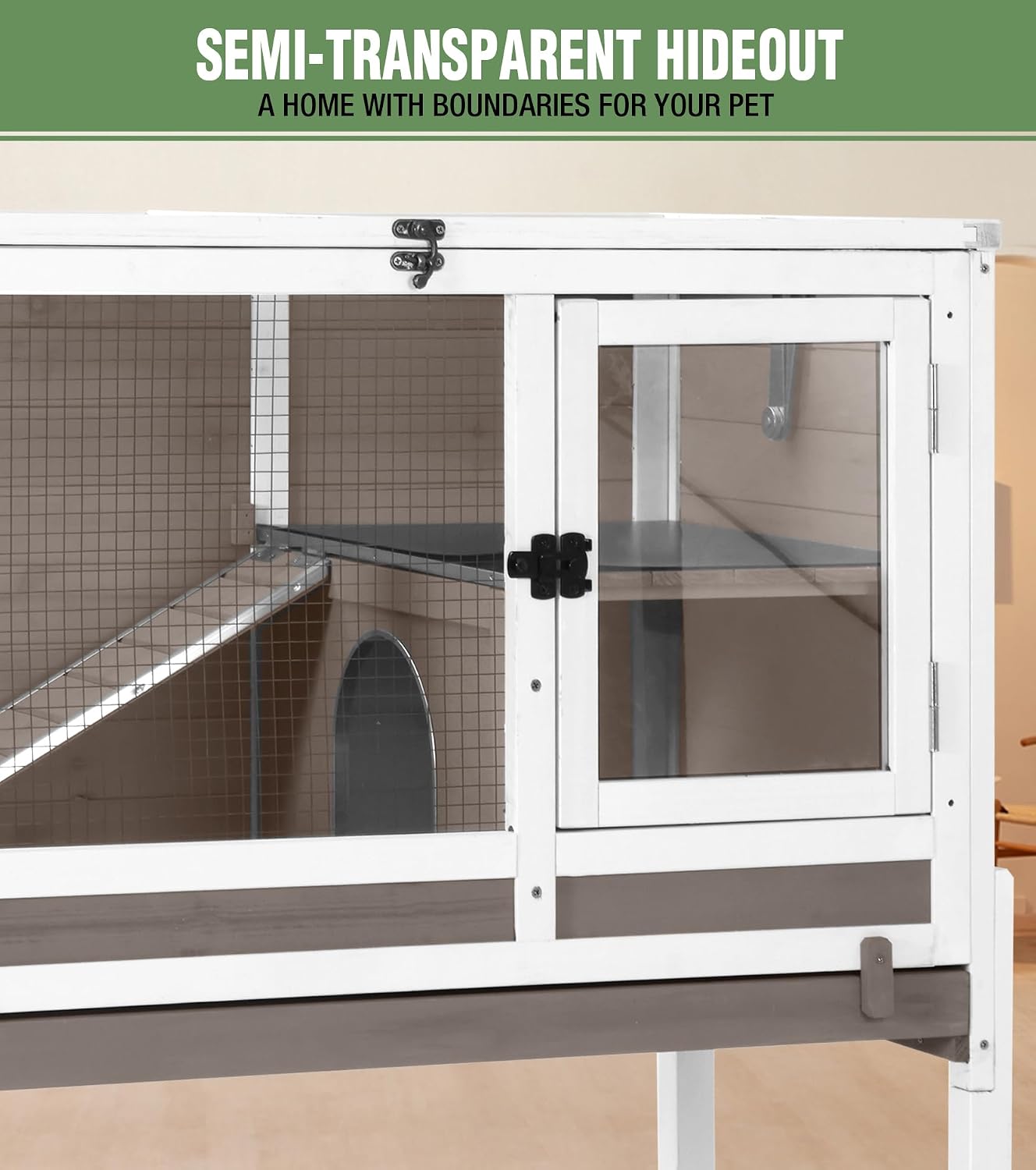 Guinea Pig Cage Indoor with Chew-Proof Edges, Clean Deep Tray | Rabbit cage with leakproof PVC layer, detachable