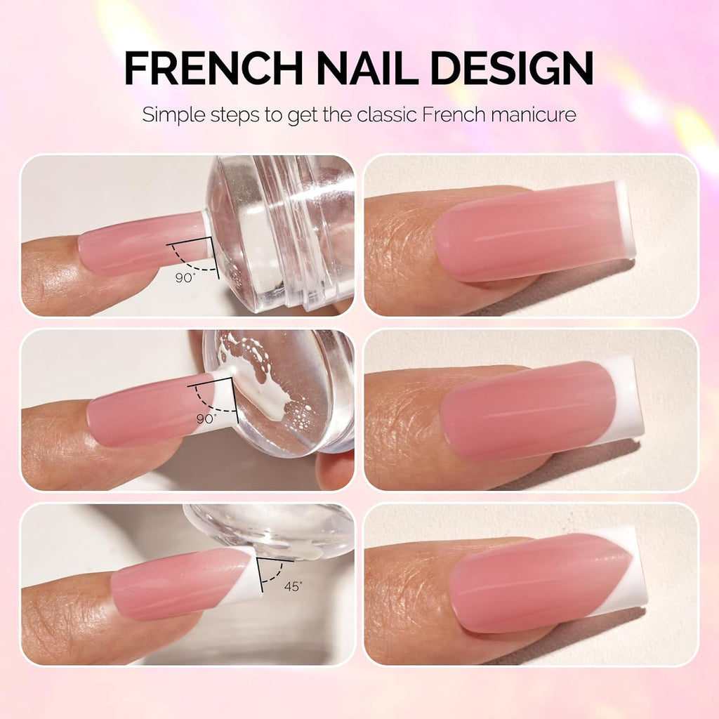 French Nail Stamper Kit, French Tip Tool, 4PCS, Clear