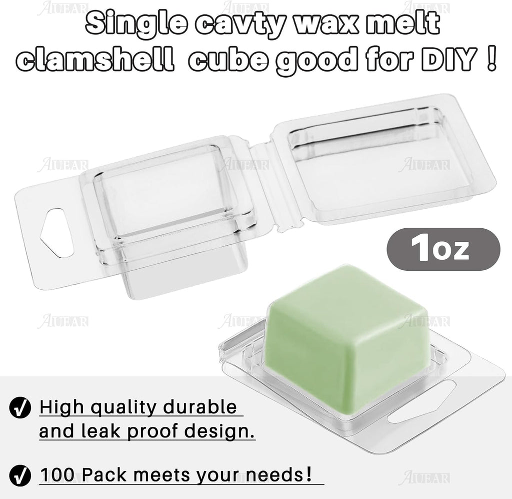 100 Pack Wax Melt Molds Plastic Clamshells Container Candle for DIY Soap Making
