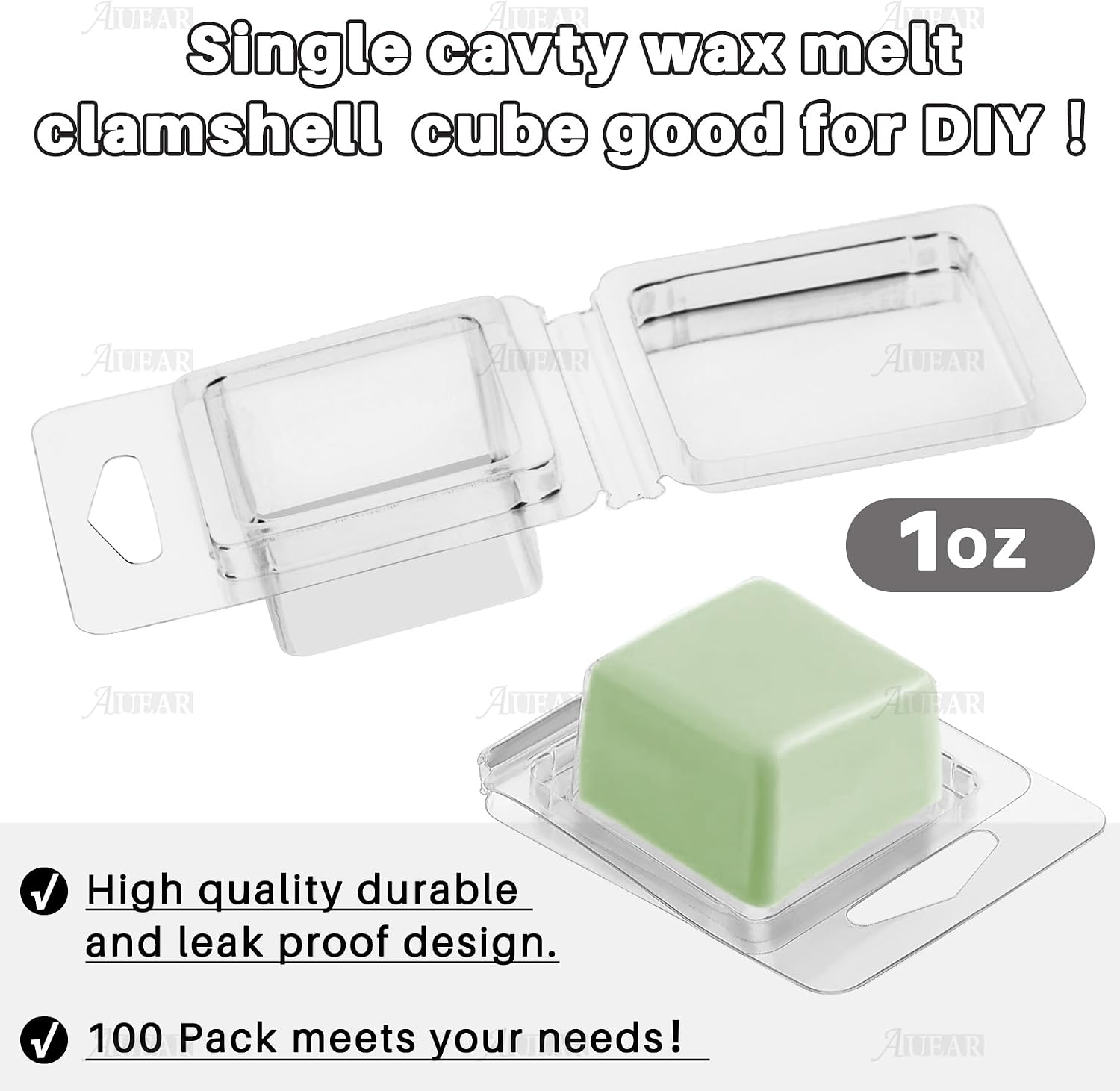 100 Pack Wax Melt Molds Plastic Clamshells Container Candle for DIY Soap Making