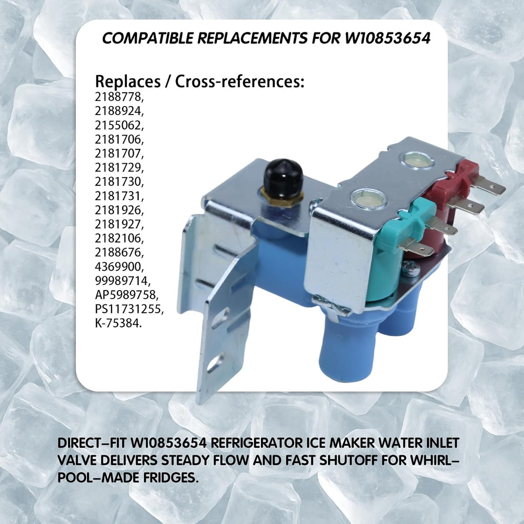 W10853654 2188778 Refrigerator Ice Maker Water Inlet Valve Replacement