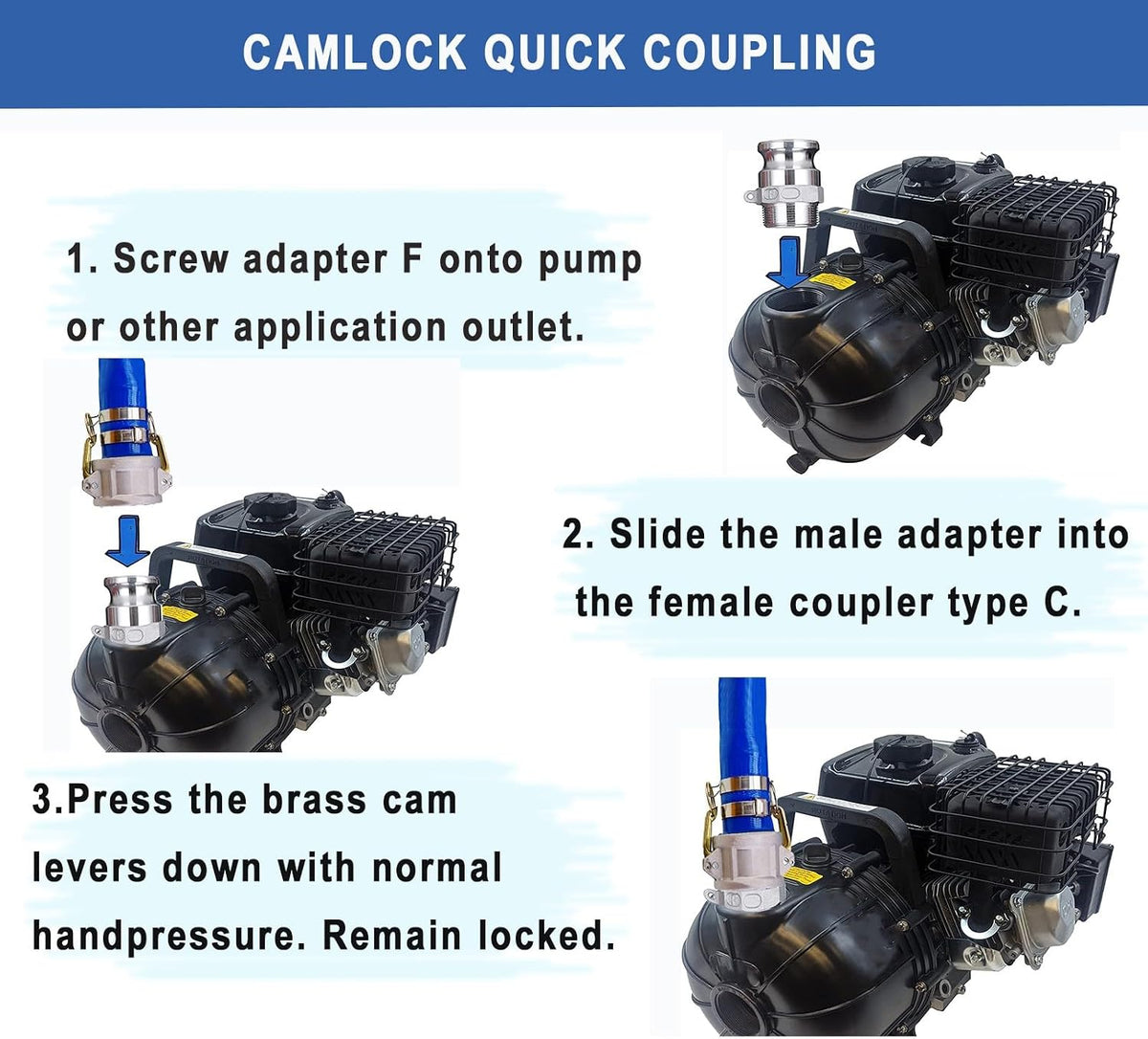 EASTRANS AL Cam Lock Fitting Type F, 1.5" Plug x 1.5" NPT Male Thread