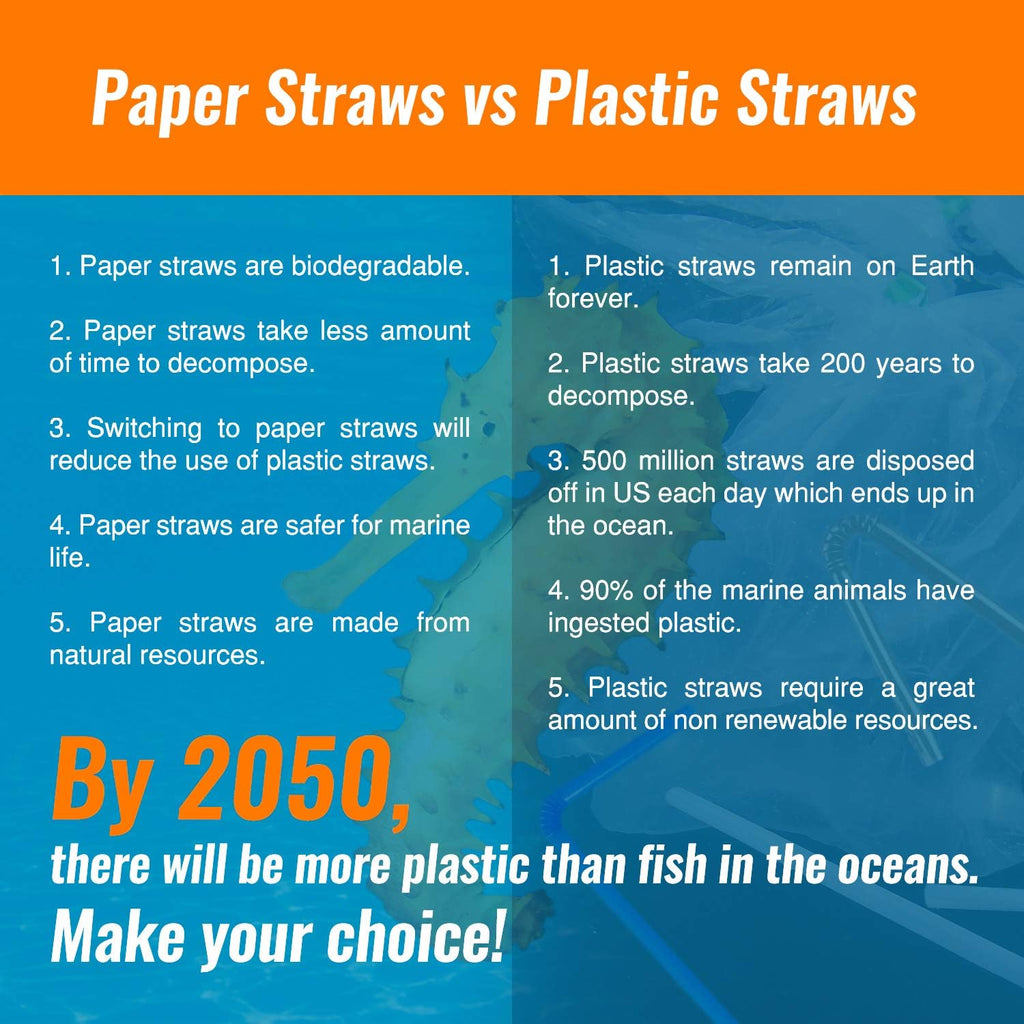 Paper Straws Disposable - 200 Pack - Durable & Non-Soggy Striped Paper Straws for Drinking in 10 Colors - 100%