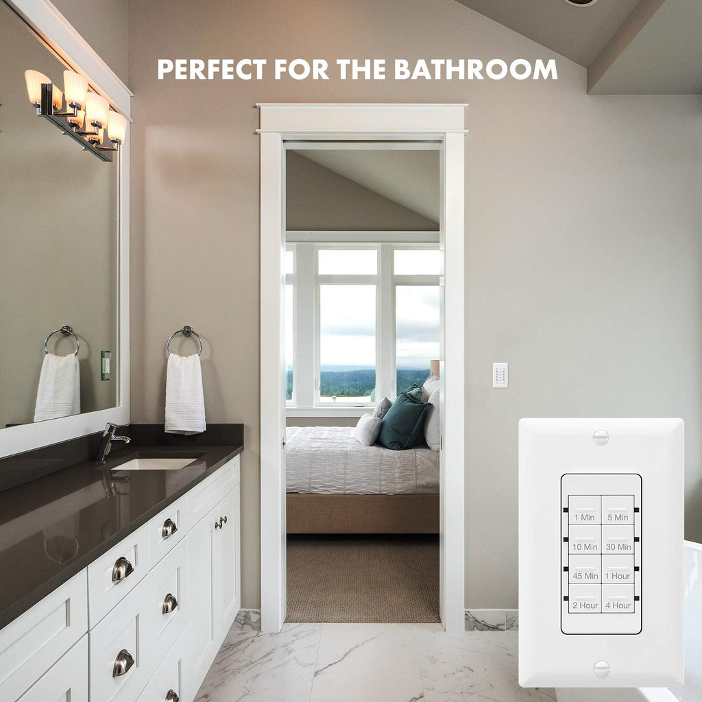 TOPGREENER Countdown Timer Switch, for Bathroom Exhaust Fan, Lights, 2 Pack