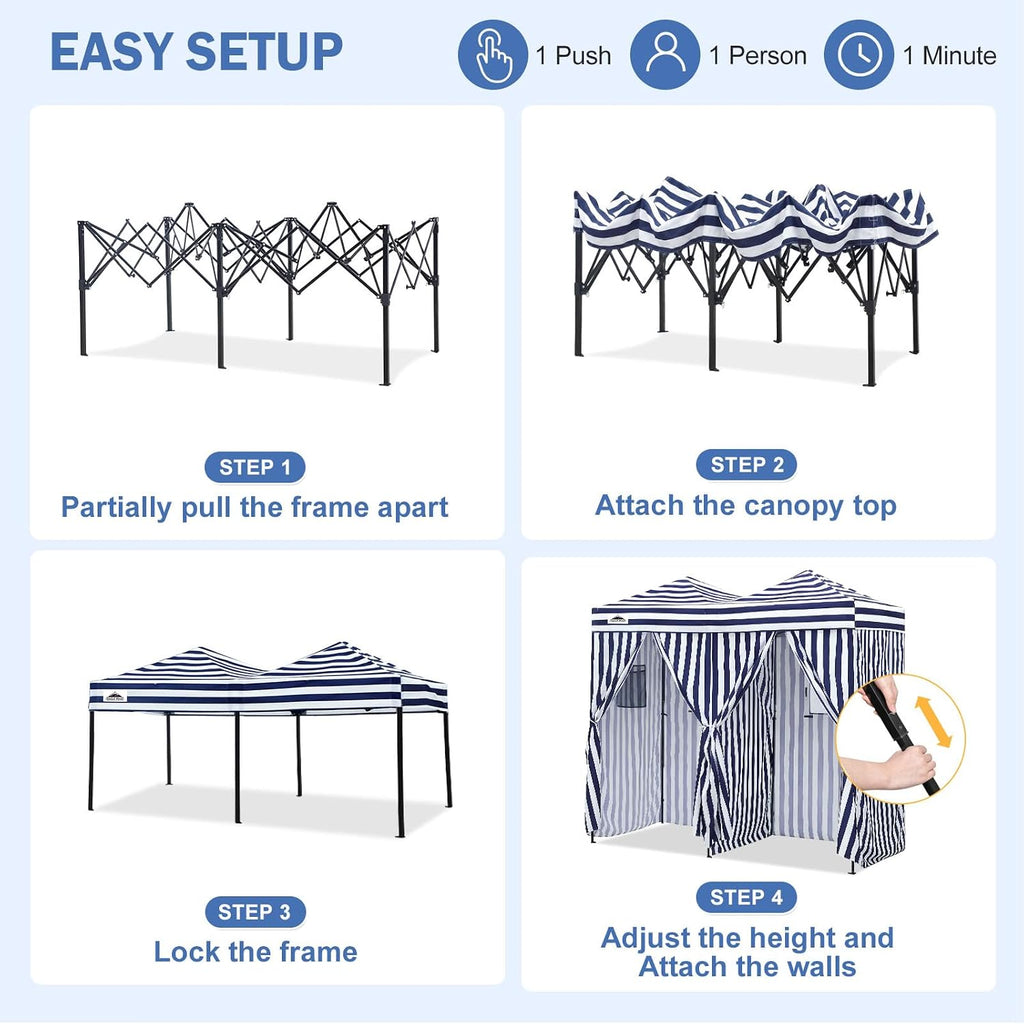 Outdoor Pop Up Changing Room 8x4 ft, 2-Room Portable Privacy Shelter for Beach, Pool, Photoshoots or Dressing Room