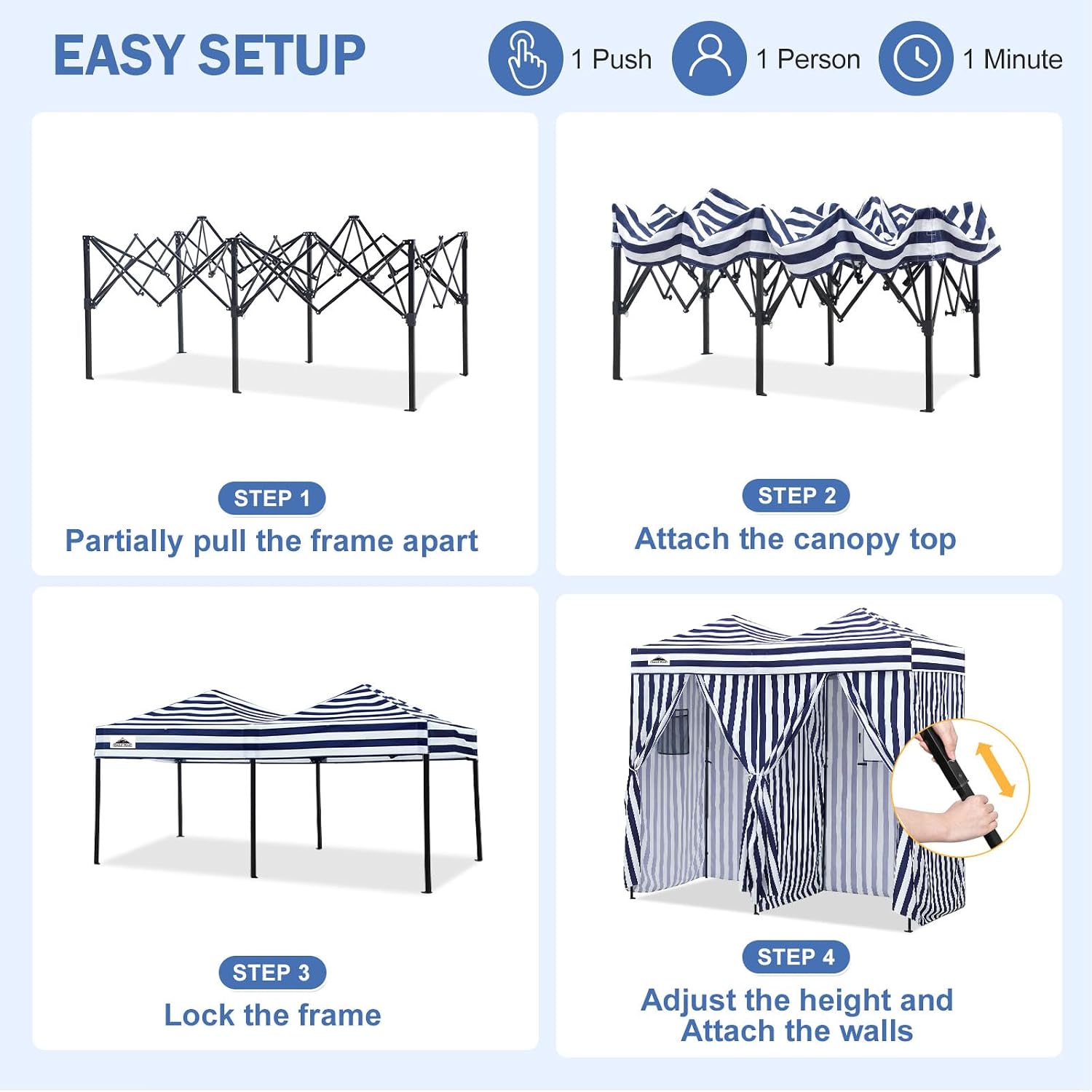Outdoor Pop Up Changing Room 8x4 ft, 2-Room Portable Privacy Shelter for Beach, Pool, Photoshoots or Dressing Room