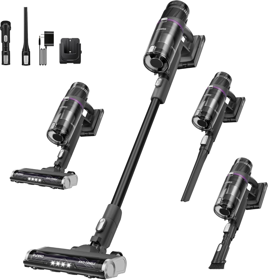 ReactiSense 350W Anti-Tangle Cordless Stick Vacuum, NEC440BK | Floor Sense + React, Up to 60-Min, Lightweight