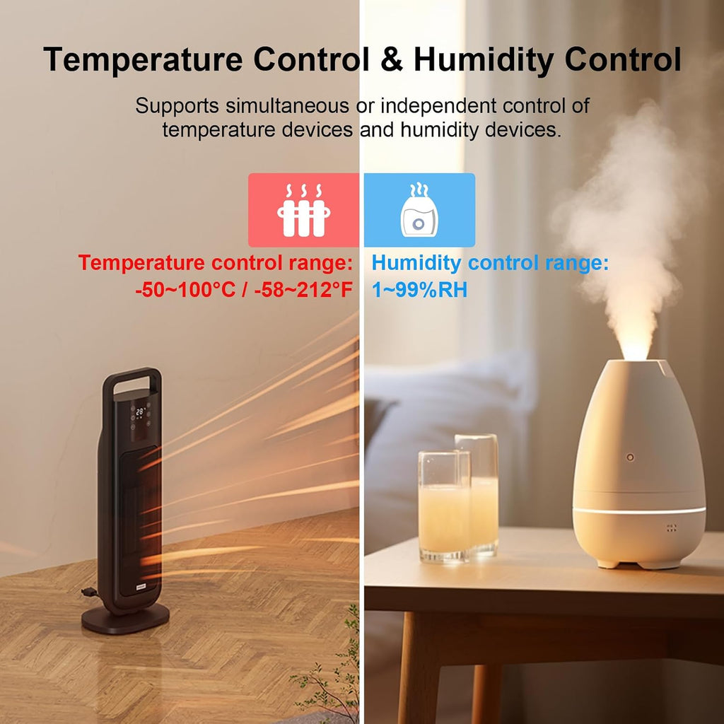 Digital Temperature and Humidity Controller Outlet, Reptile Thermostat Plug Dual Stage Pre-Wired for Mushroom