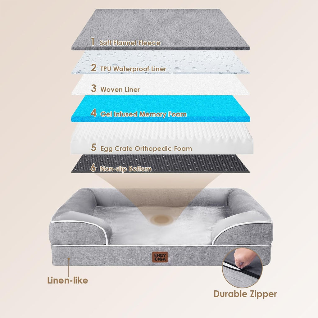 Orthopedic Dog Beds for Extra Large Dogs 44x32Inch, Waterproof Memory Foam XL Pet Bed with Sides, Non-Slip and