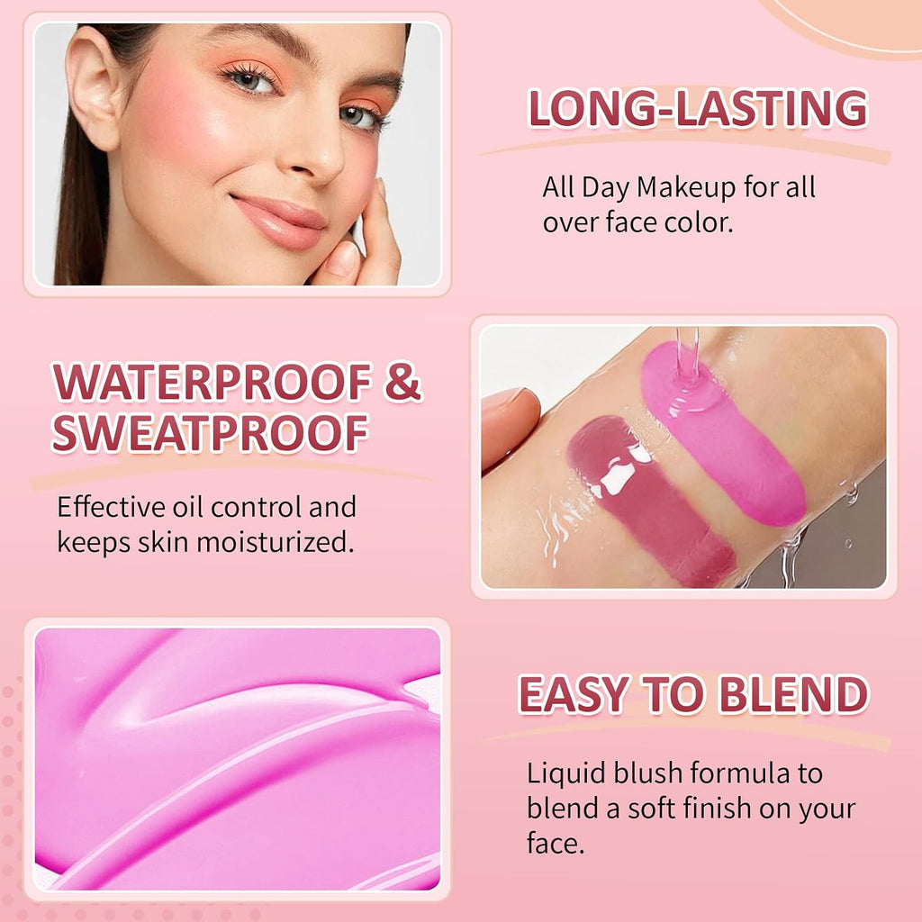 Liquid Blush Stick for Cheeks, Cream Matte Finish Face Makeup -Nude Red