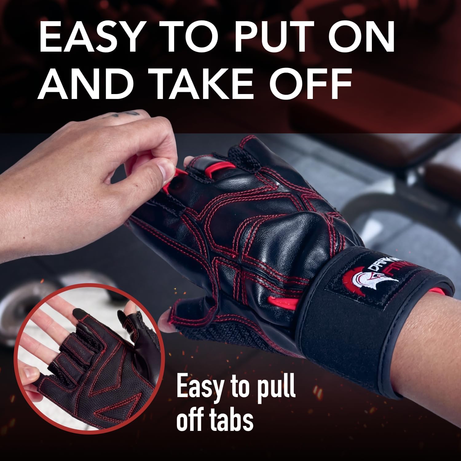 Genuine Leather Gym Gloves for Men Women, Wrist Wrap Support Workout Gloves for Weight Lifting Crossfit Deadlift