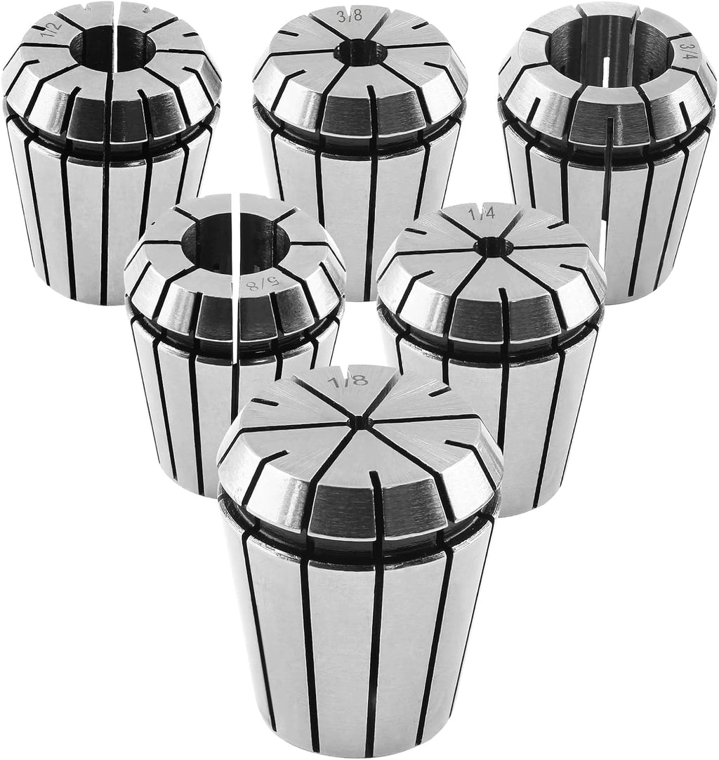 6Pcs ER32 Spring Collet Set, 1/8-1/4-3/8-1/2-5/8-3/4 Inch