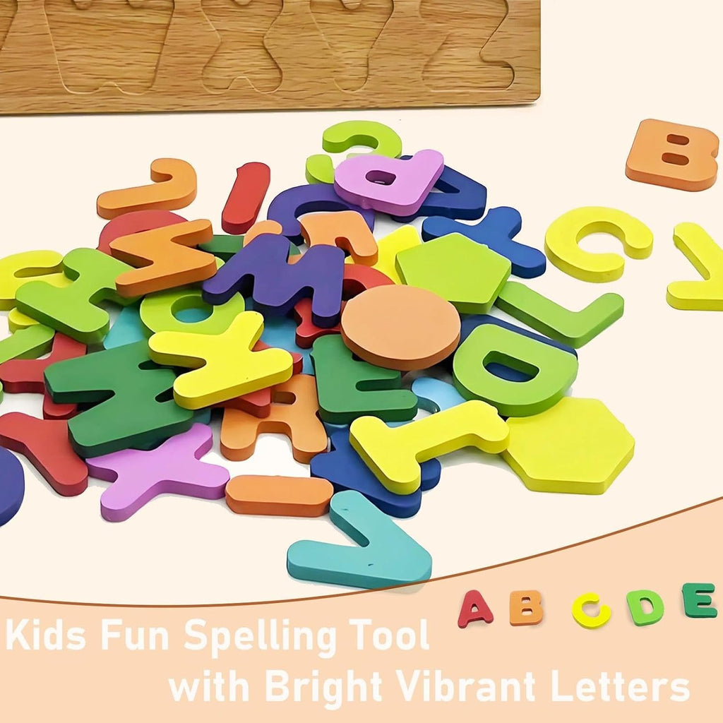 Wooden Puzzles for Toddlers 3-5, Boys & Girls, Montessori Toddler | 3 in 1 Wooden Puzzle, Alphanumeric Graphics