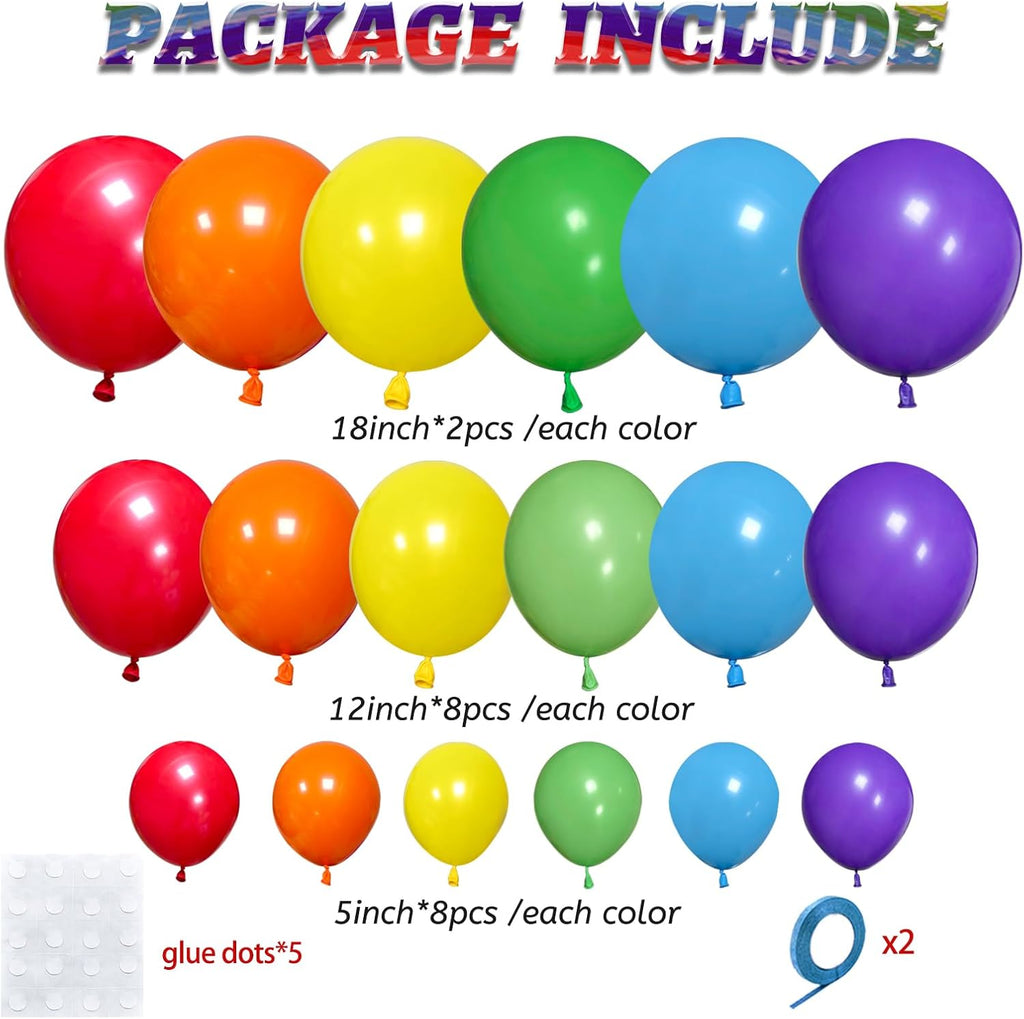 Rainbow Balloon Arch Kit 111Pcs 18 12 5 Inch Latex Colorful Party Balloons Garland for Birthday Baby Shower Wedding