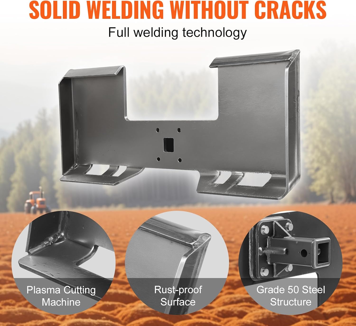 Skid Steer Attachment Plate, 3/8" Skid Steer Mount Plate with 2.28" Hitch Receiver, Quick Attachment Loader Plates