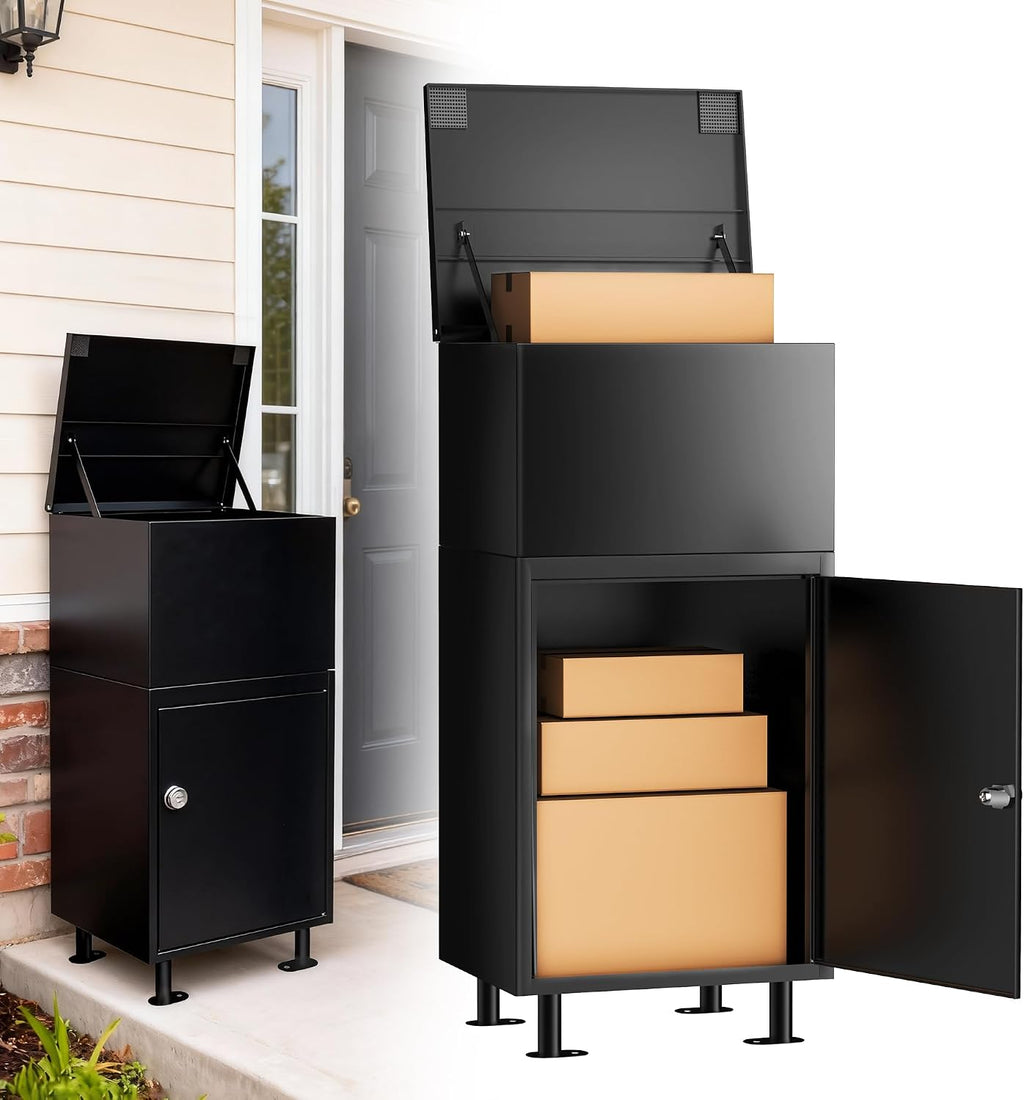 Parcel Drop Boxes for Outside, Extra Large Package Delivery Boxes with Secure Storage, Anti-Theft Galvanized