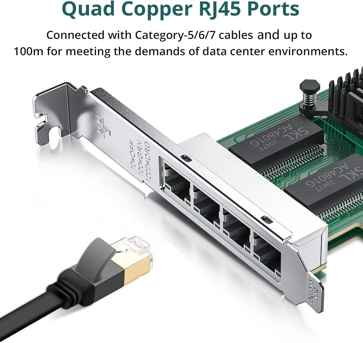 4 Port Gigabit NIC for Intel I350-T4 with Low Profile, Gigabit Ethernet Network Adapter Card with Intel I350-AM4 Controller, Support Windows/XP/Linux/VMware ESX, Quad RJ45 Ports, PCI-E 2.1 X4, 2 Pack