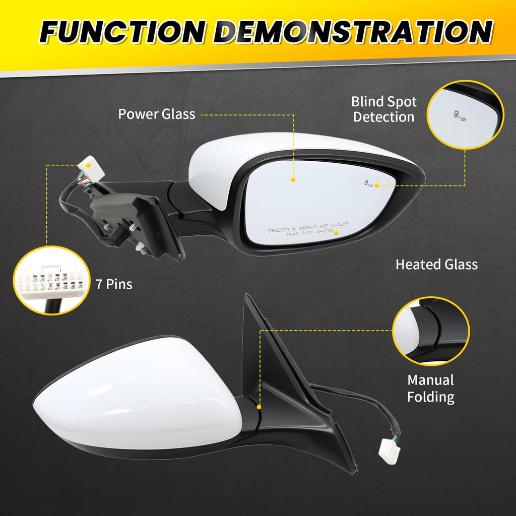 OsyphereX Right Side Mirror Assembly Compatible with Accord 2018-2022 7Pins