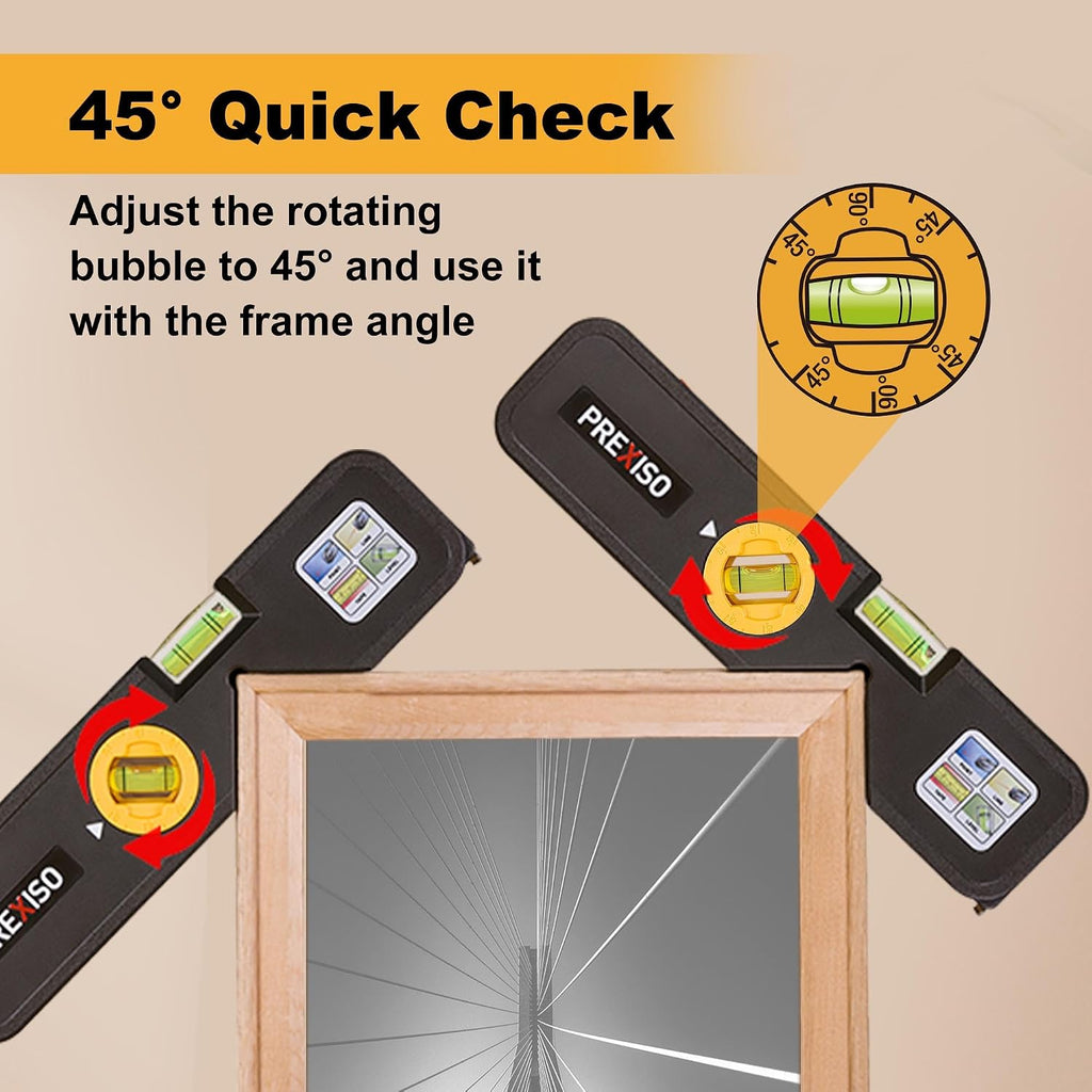 4-in-1 Line Laser Level Multipurpose Torpedo Level, 65Ft Alignment Point & 16Ft Laser Line & 10Ft Measure Tape Ruler