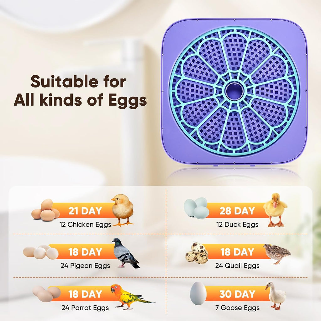 Incubators for Hatching Eggs with Digital Display, Chicken Incubator with Temp & Humidity Control, Auto Egg Turner