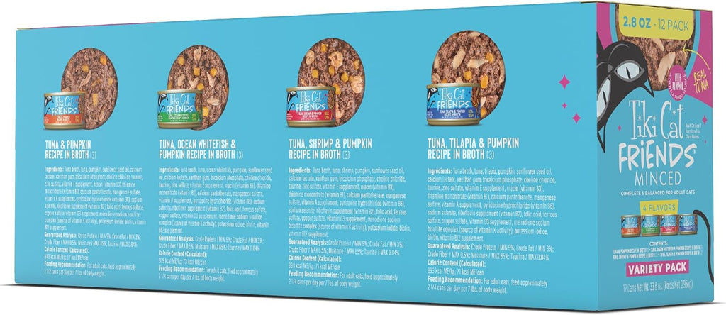 Tiki Cat Friends Wet Cat Food, Tuna Variety Pack, 2.8 oz. Cans (12 Count)