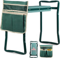 Garden Kneeler and Seat, Portable Foldable Gardening Kneeling Bench Stool with Tool Pouch and EVA Foam Kneeling Pad