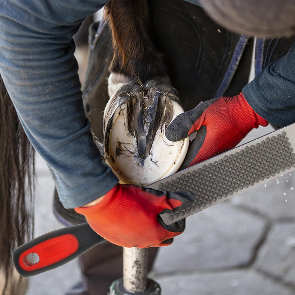 12 Inch Hoof Rasp & Farrier File with Ergonomic Non-Slip Rubber Handle